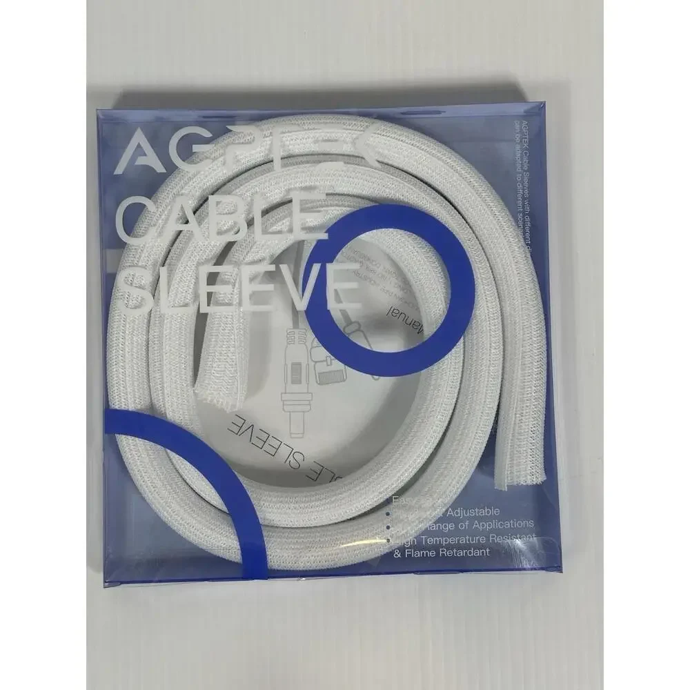 AGPTEK Cable Sleeve White New in Package Adjustable Management Flame Retardant